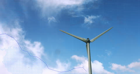 Wind Turbine Analyzing Data Against Cloudy Sky