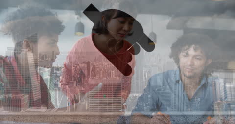 Business Collaboration in Modern Office with Digital Interface