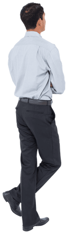 Rear View Businessman Looking Forward on Transparent Background