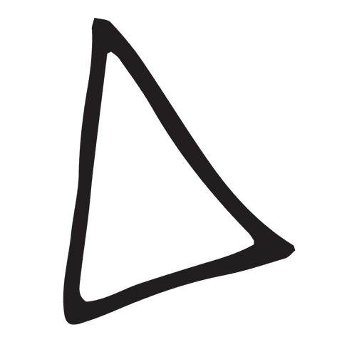 Hand-drawn triangle outline with transparent background