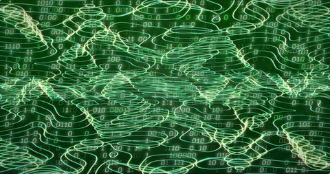 Abstract digital network with binary code art