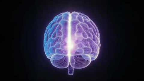 Futuristic 3D Brain Model with Pulsating Neon Glow