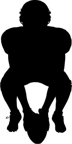 Transparent Silhouette of Man Kneeling with Rugby Ball on Field