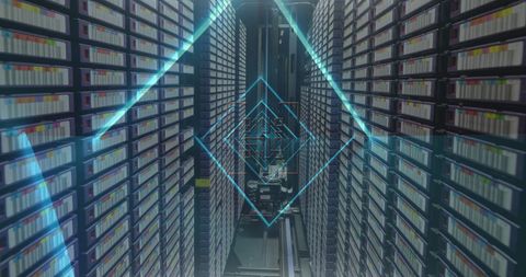 Futuristic Data Center with Glowing Blue Lights and Big Data Storage - Download Free Stock Images Pikwizard.com