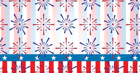 Patriotic Fireworks Pattern on Stars and Stripes Background