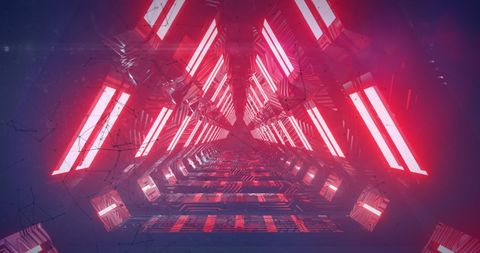 Futuristic Neon Tunnel with Digital Connections