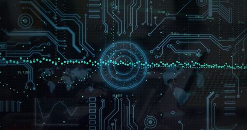 Digital Data Processing on Futuristic Circuit Interface - Download Free Stock Images Pikwizard.com