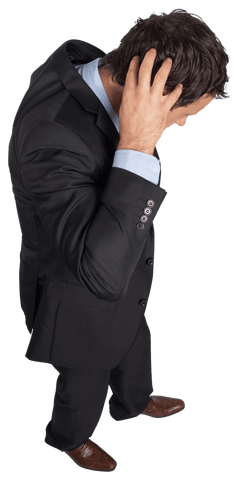 Transparent Frustrated Businessman with Hands on Head