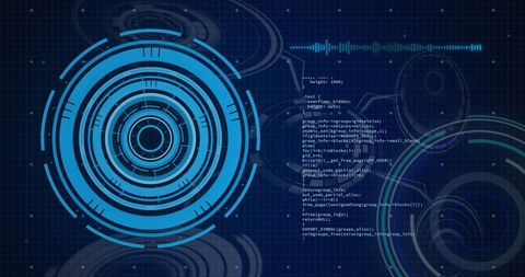 futuristic radar interface with digital code overlay - Download Free Stock Images Pikwizard.com