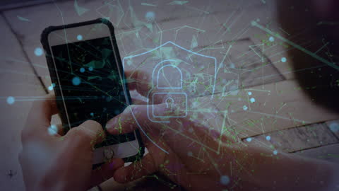 Digital Security Concept with Smartphone and Padlock Overlay