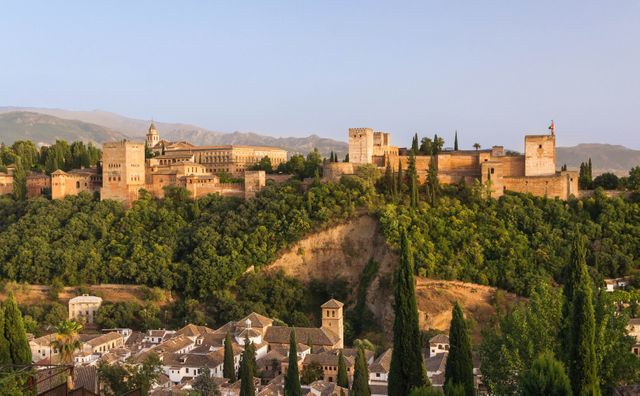 Aerial View of Alhambra Palace in Granada, Spain at Sunset - Download Free Stock Photos Pikwizard.com