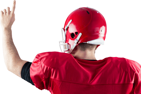 Transparent Rear View Football Player Celebrating Victory