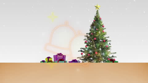 Animated Christmas Scene with Snow, Tree and Gifts