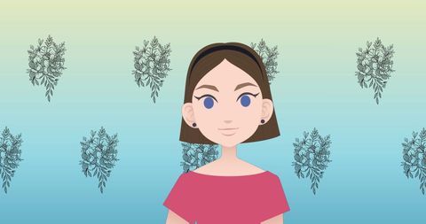 Cartoon Woman with Floral Background and Celebration Theme - Download Free Stock Images Pikwizard.com