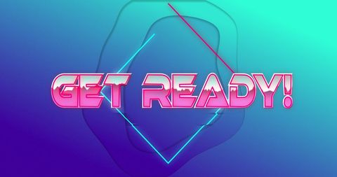 Retro style get ready neon text on vibrant background
