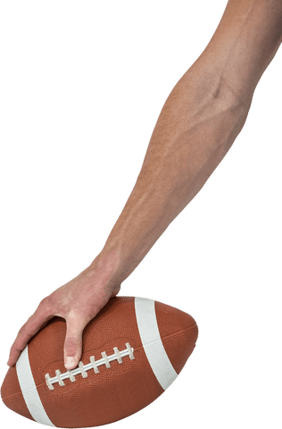Transparent Arm Gripping American Football Mid-Placement
