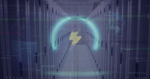 Binary Code Overlay on Futuristic Server Room - Download Free Stock Images Pikwizard.com