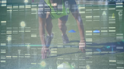 Digital Interface Overlay on Athletes Preparing for Race