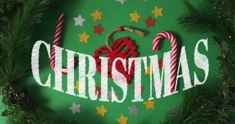 Christmas Decor with Candy Canes and Festive Stars