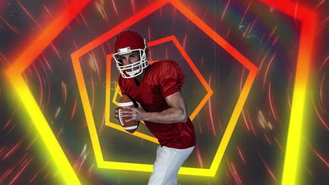 Retro Styled Football Player with Psychedelic Background