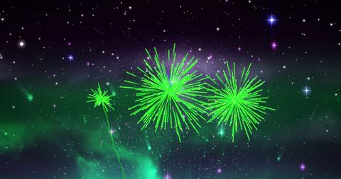 Vivid Green Fireworks in Starry Night Sky Celebration - Download Free Stock Images Pikwizard.com