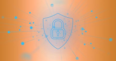 Digital Security Concept with Network and Padlock Over Orange - Download Free Stock Images Pikwizard.com
