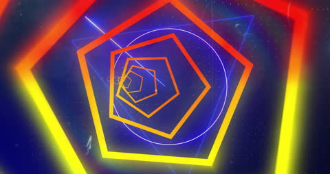 Dynamic Neon Shapes on Dark Background