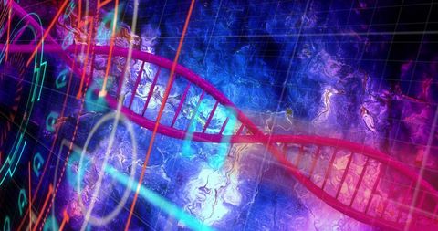 Digital DNA Strand Amidst Data Processing Interface