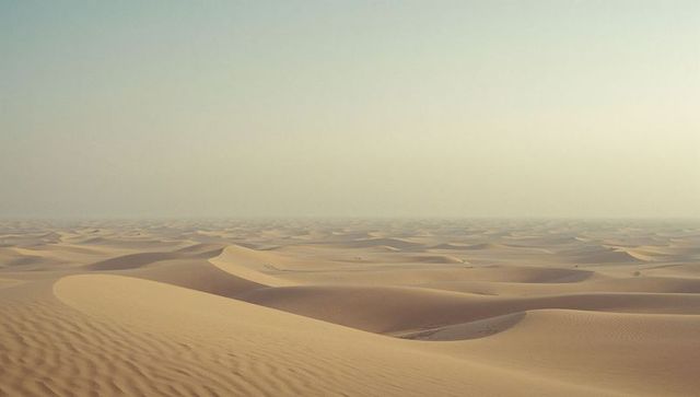 Golden Sand Dunes with Rippled Patterns in Arid Desert Landscape