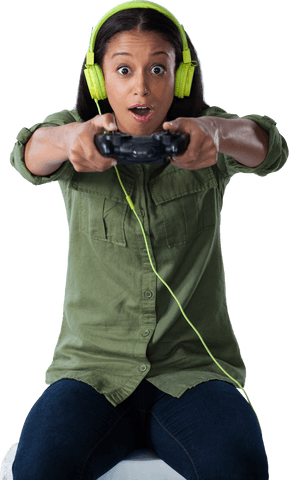 transparent enthusiastic woman playing video games with controller - Download Free Stock Videos Pikwizard.com