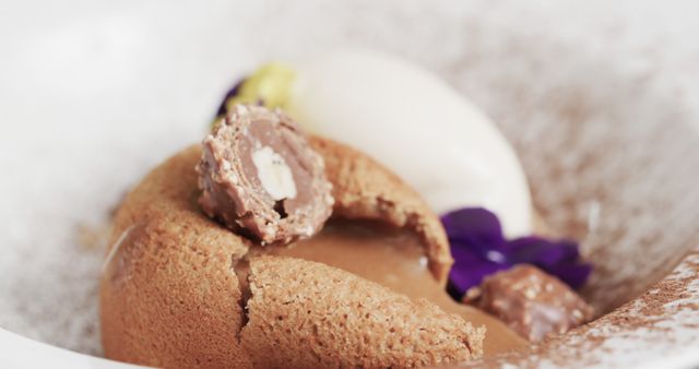 Gourmet Chocolate Dessert with Ferrero Rocher and Ice Cream - Download Free Stock Images Pikwizard.com