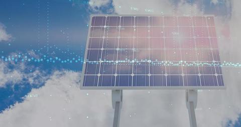 Solar Panel With Financial Data Overlaid Against Cloudy Sky - Download Free Stock Images Pikwizard.com