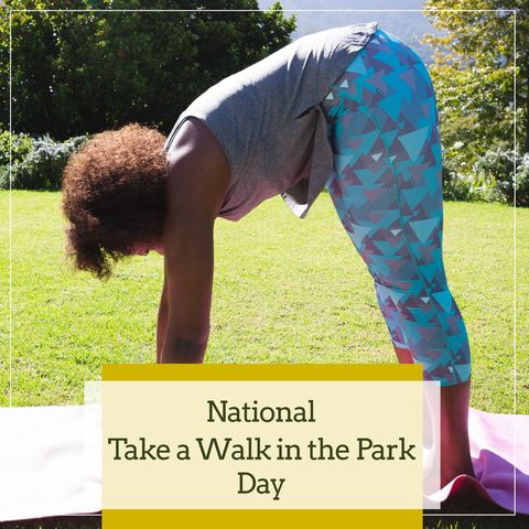 woman practicing yoga outdoors on national walk day - Download Free Stock Templates Pikwizard.com