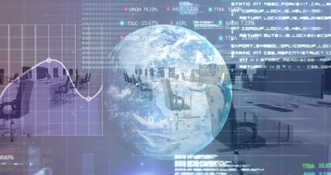 Global Stock Market Analytics in Futuristic Office Environment