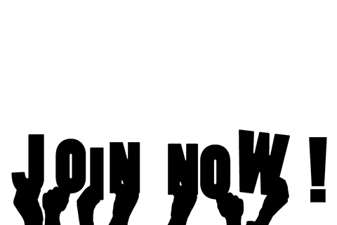 Hands and join now text on transparent background