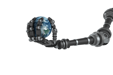 robotic arm holding earth globe on transparent background in digital illustration - Download Free Stock Videos Pikwizard.com