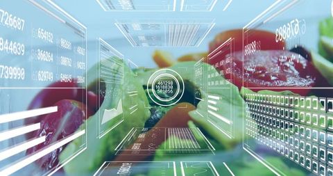 Futuristic Food Data Tunnel Visualizing Smart Agriculture and Ingredient Analytics