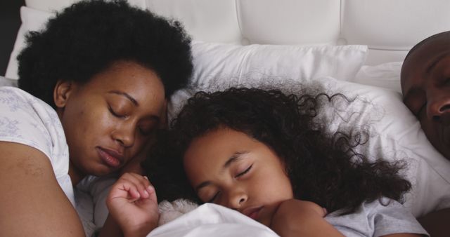 Peaceful Family Sleeping Together on Bed in the Morning - Download Free Stock Images Pikwizard.com