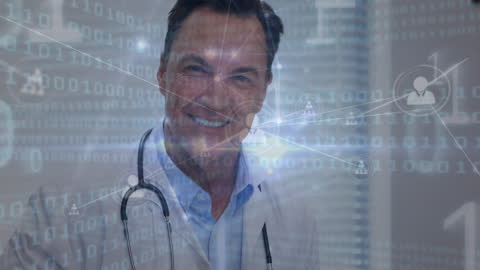 Caucasian Male Doctor Integrating Digital Data and Medicine