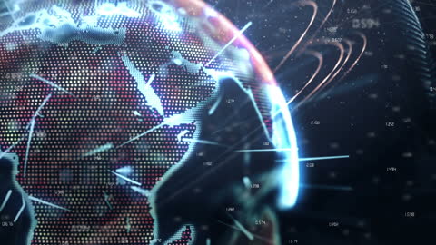Futuristic Digital Global Networking Concept with Light Trails