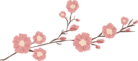Transparent Pink Floral Branch Blossoms on Tree Design