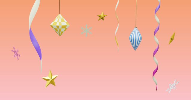 Hanging Christmas Decorations on Pink Background - Download Free Stock Images Pikwizard.com