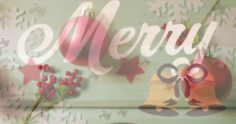 Merry Holiday Text Overlay on Christmas Decorations