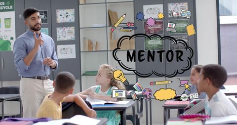 Mentor Guiding Diverse Students in Creative Classroom - Download Free Stock Images Pikwizard.com