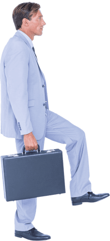 Transparent Businessman Holding Briefcase Walking