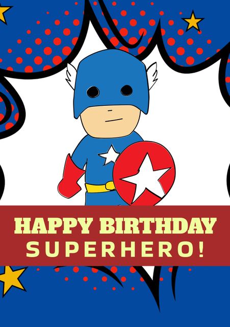 Colorful Superhero Birthday Card with Star Shield - Download Free Stock Videos Pikwizard.com