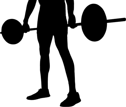 Silhouette of weightlifting action with transparent background