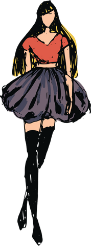 Trendy fashion design female model illustration on transparent background