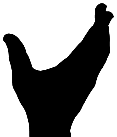 Transparent outstretched hand vector silhouette