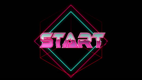 Retro Neon Gaming Start Visual with Geometric Background